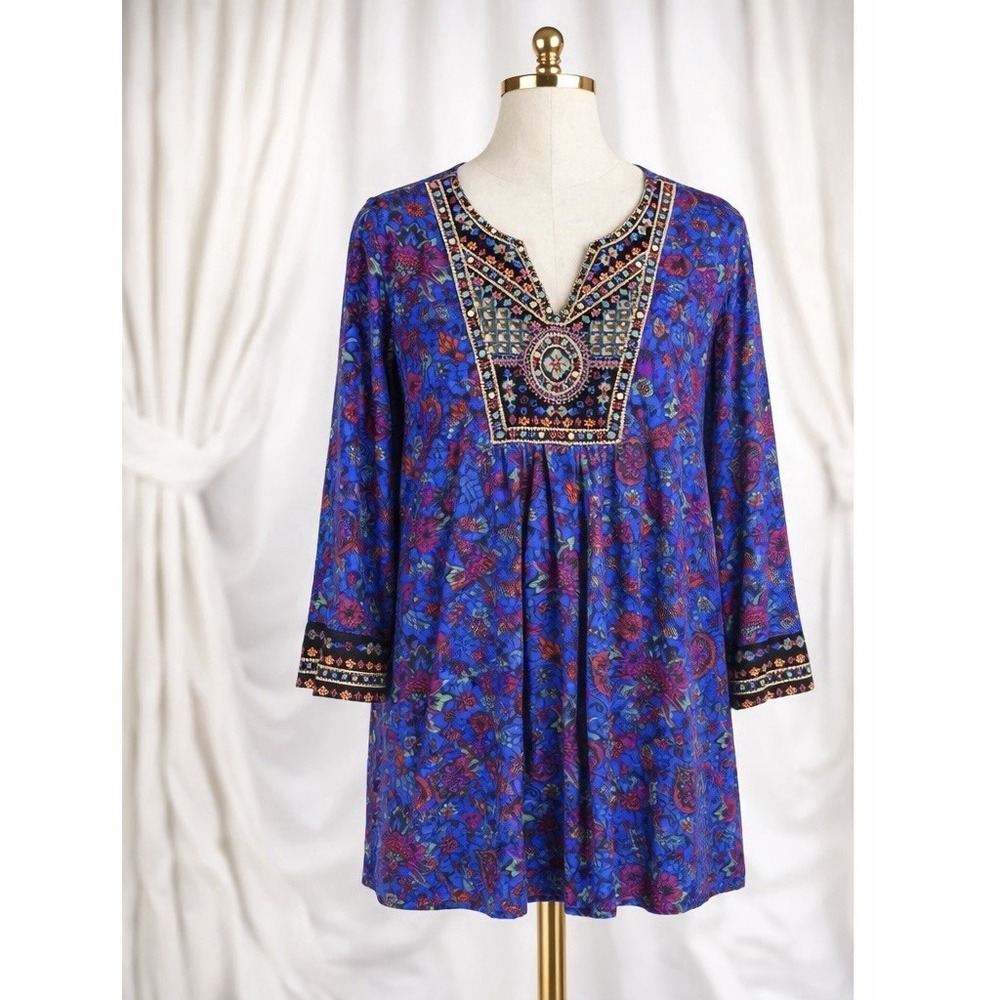 New Soft  Surrounding‎ Popover Top Size XSP XS Embroidery Beading Sequin Boho